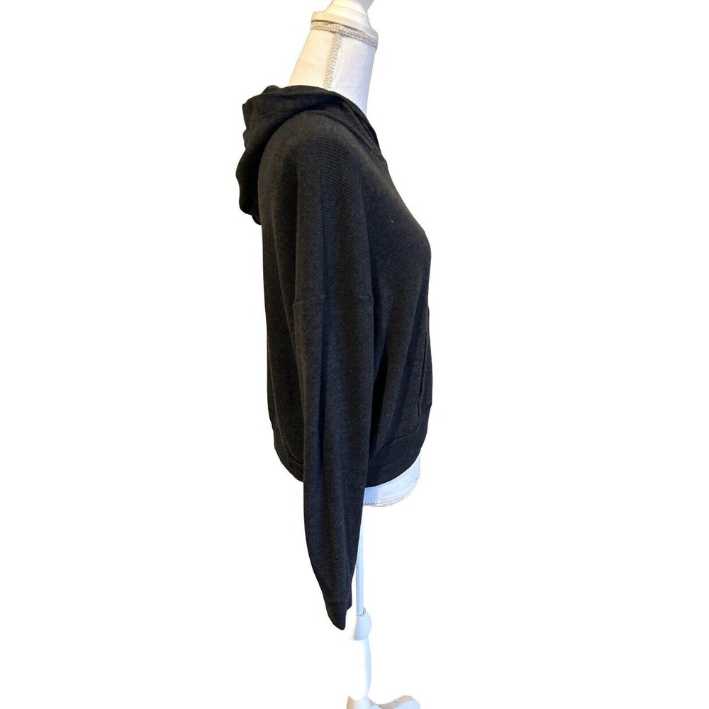 NWT Sundry Anthropologie Cropped Hooded Sweatshirt Size 1 Small Gray Thermal - Picture 2 of 7